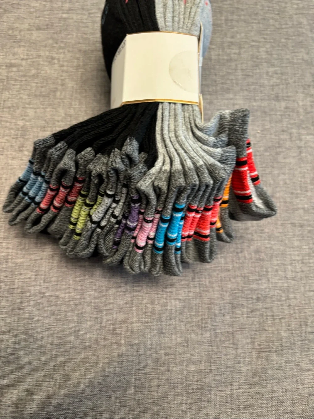 U.S. Polo Assn. Gray and Black Crew Socks with Multicolor Stripe Accents
